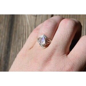 Engagement ring Moonstone sterling silver ring American made